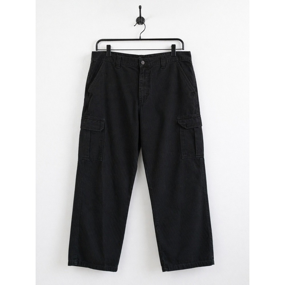 Wrangler Cargo Pants Mens 36x30 Black Straight Work Utility Cotton Casual